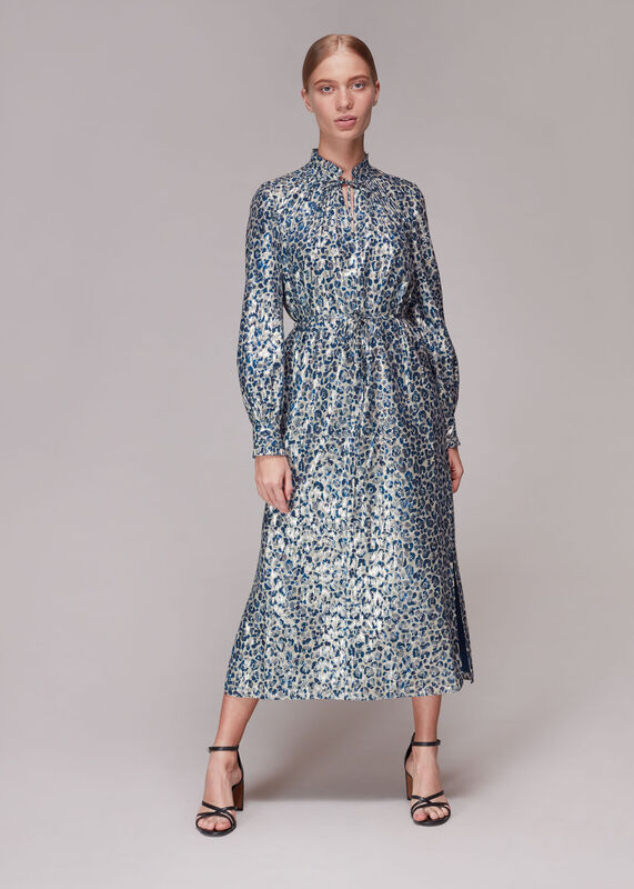 Multicolour Animal Metallic Silk Mix Dress