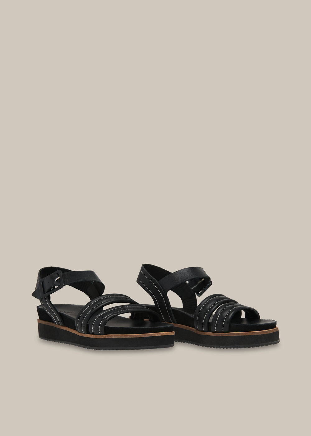 Koby Contrast Stitch Sandal Black