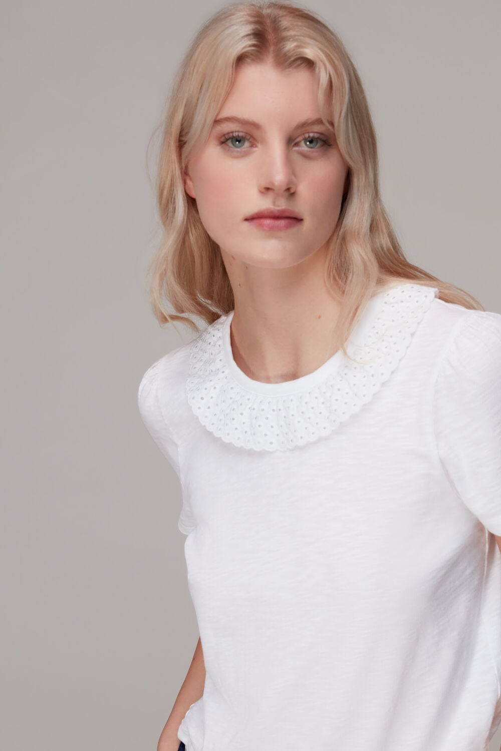Matilda Broderie Collar Tee