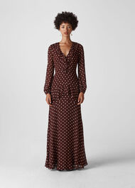 Desiree Spot Frill Maxi Dress