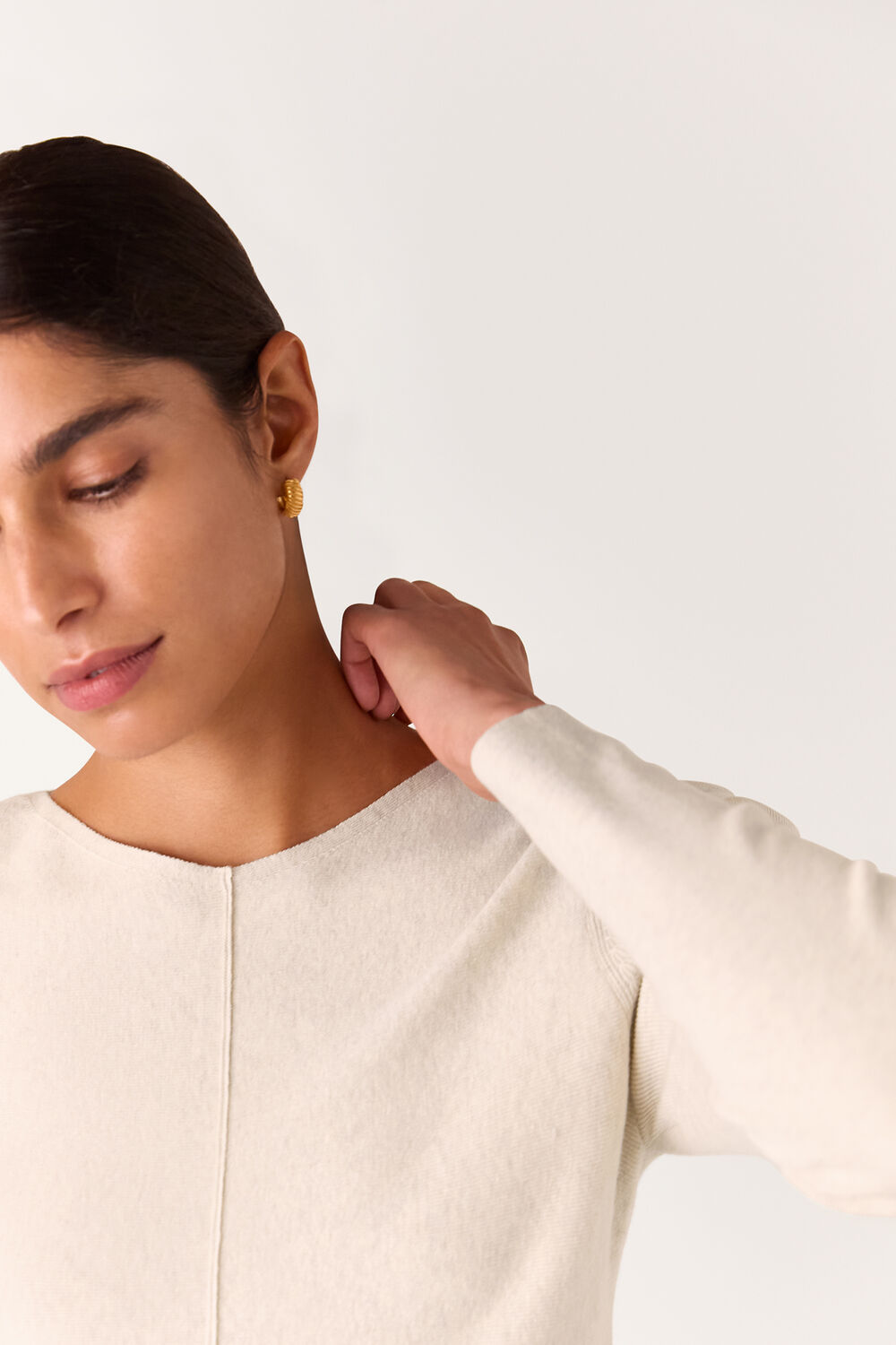 Neutral Peplum Detail Knit