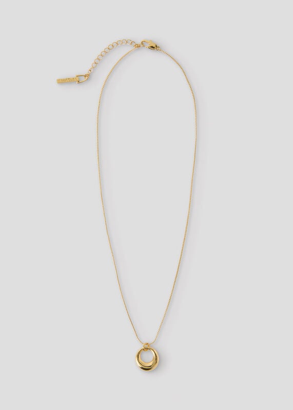 Gold Curved Pendant Necklace