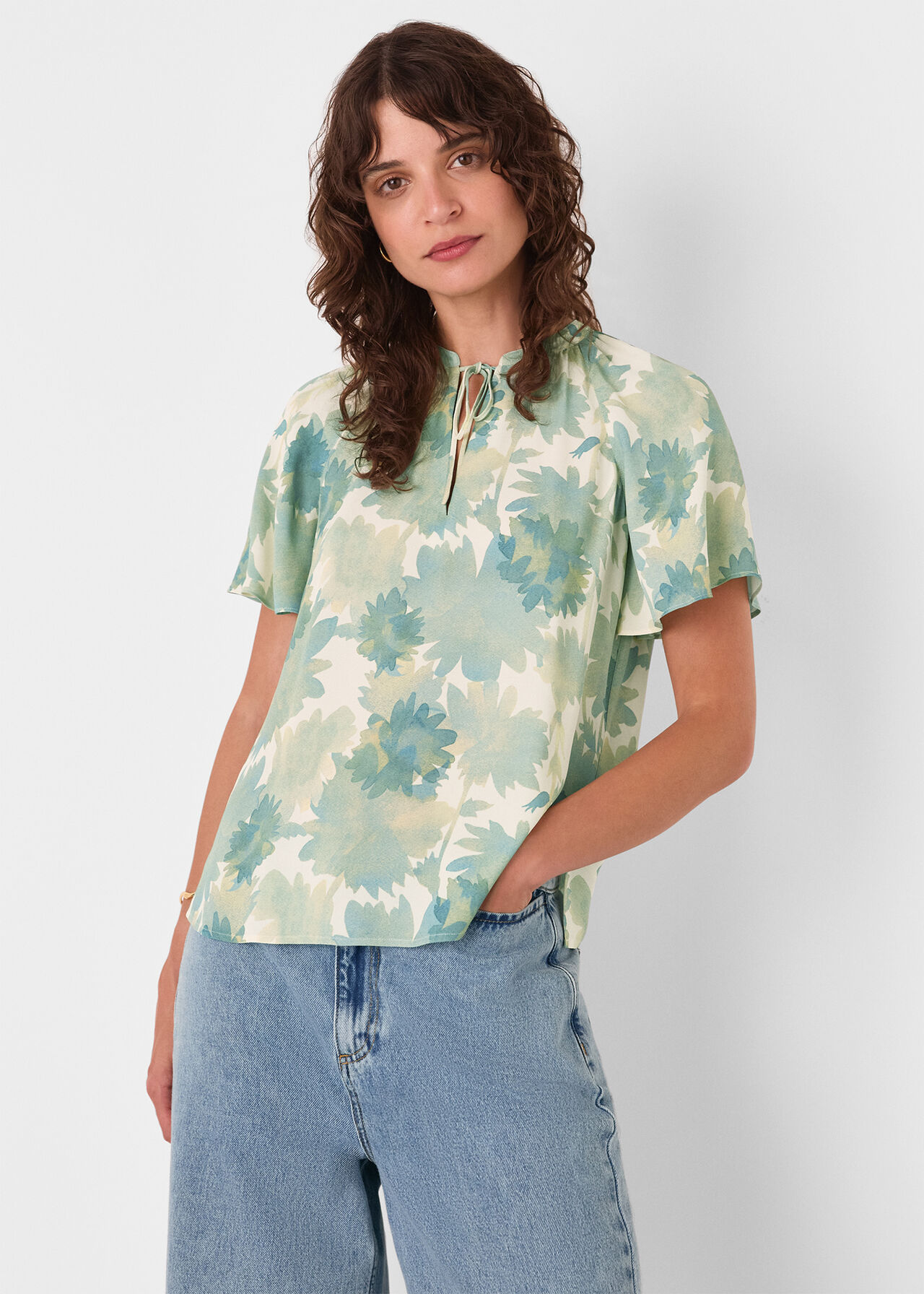 Floral Tie Neck Blouse