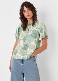 Floral Tie Neck Blouse