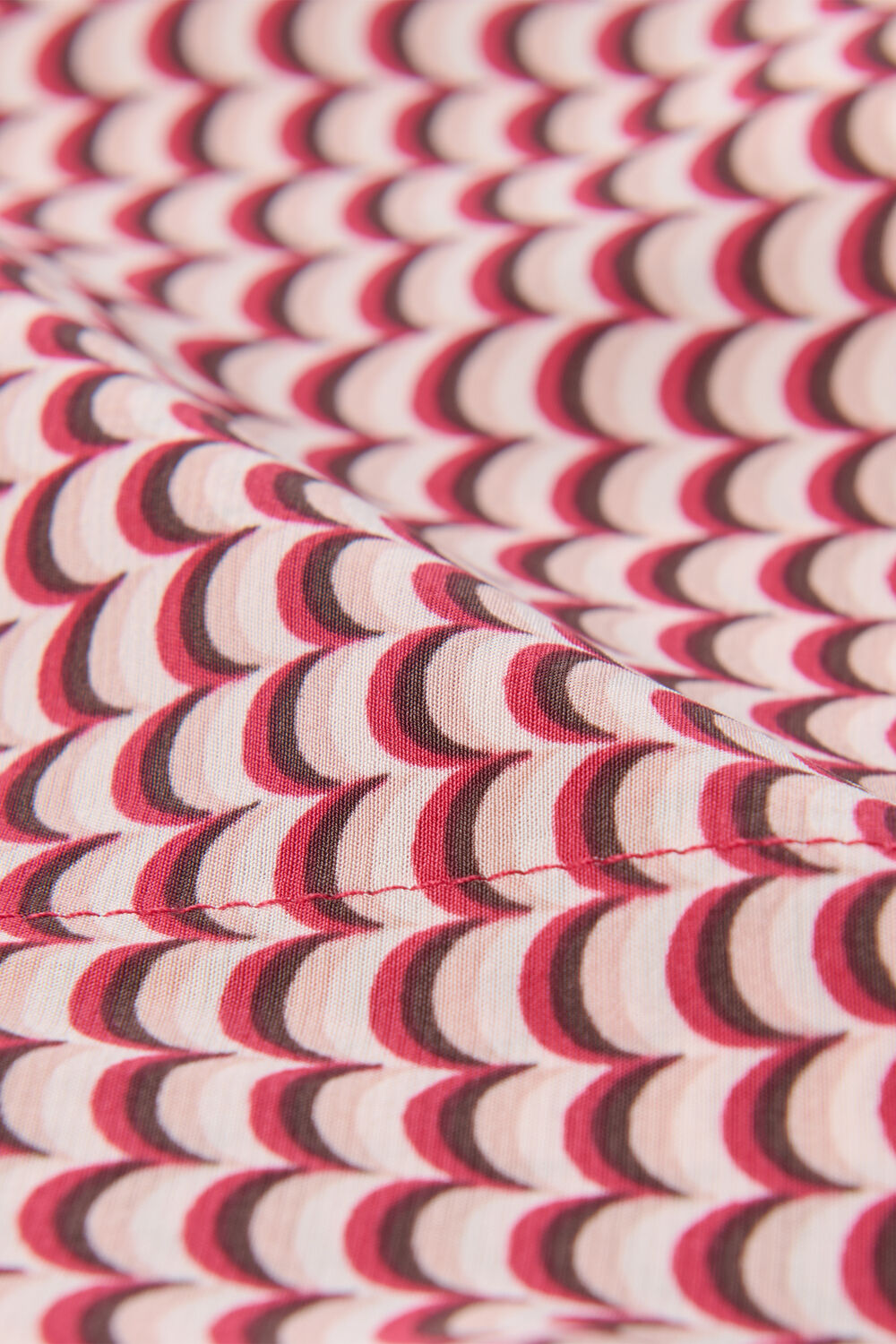 Red Geo Print Pleat Detail Shirt