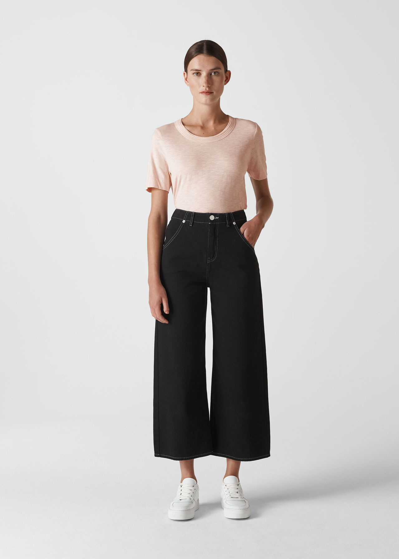 Rosa Double Trim T-Shirt Pale Pink