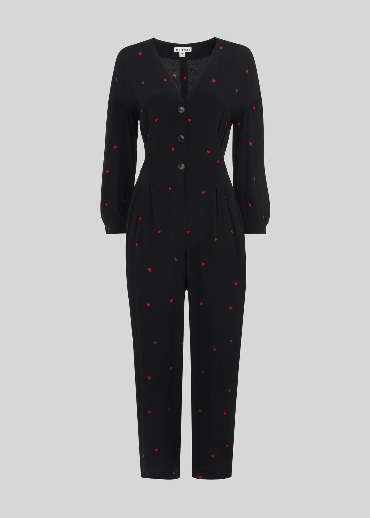 Heart Print Tie Jumpsuit Black/Multi