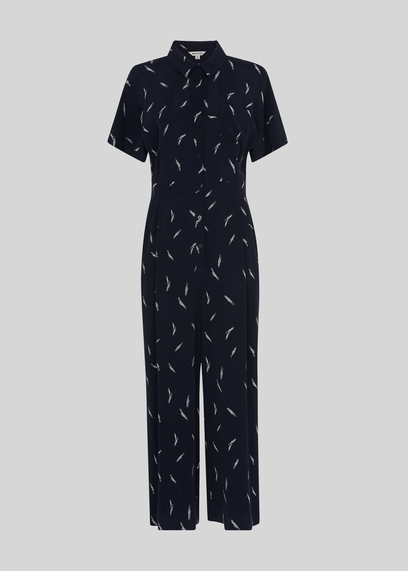 Navy/Multi Brushstroke Print Jumpsuit WHISTLES Whistles UK