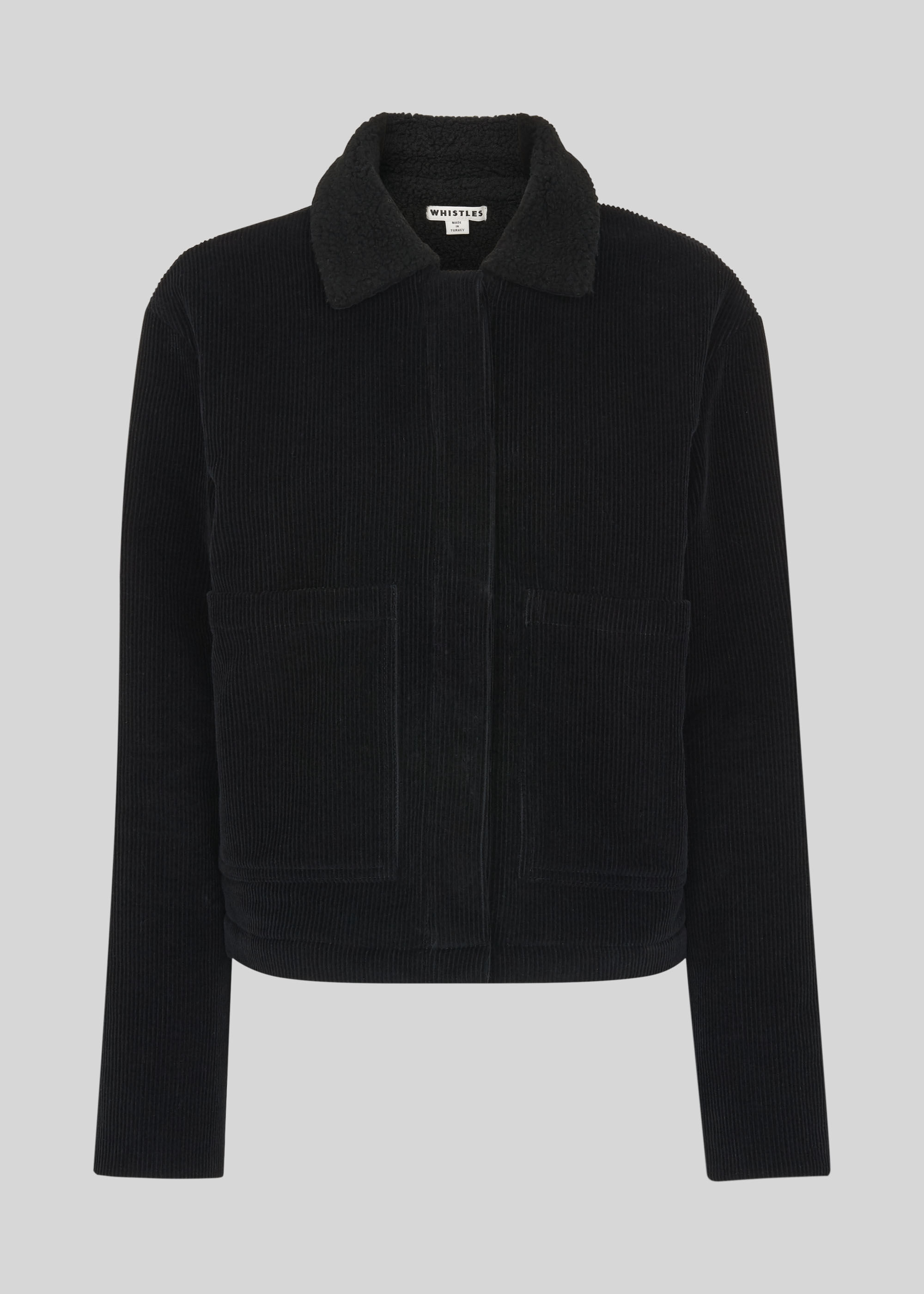 Black Utility Cord Borg Lined Jacket