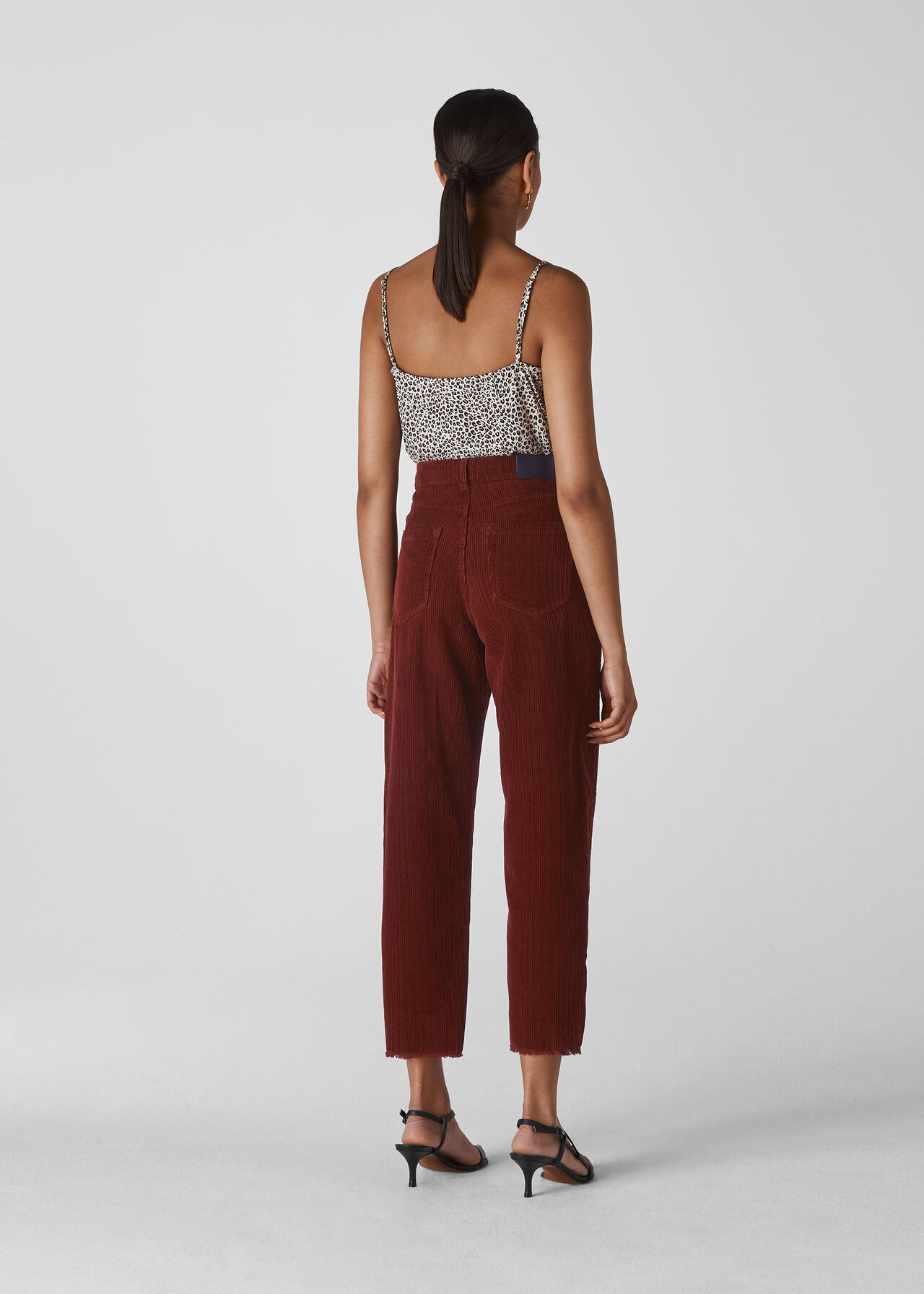High Waist Cord Barrel Jean Rust
