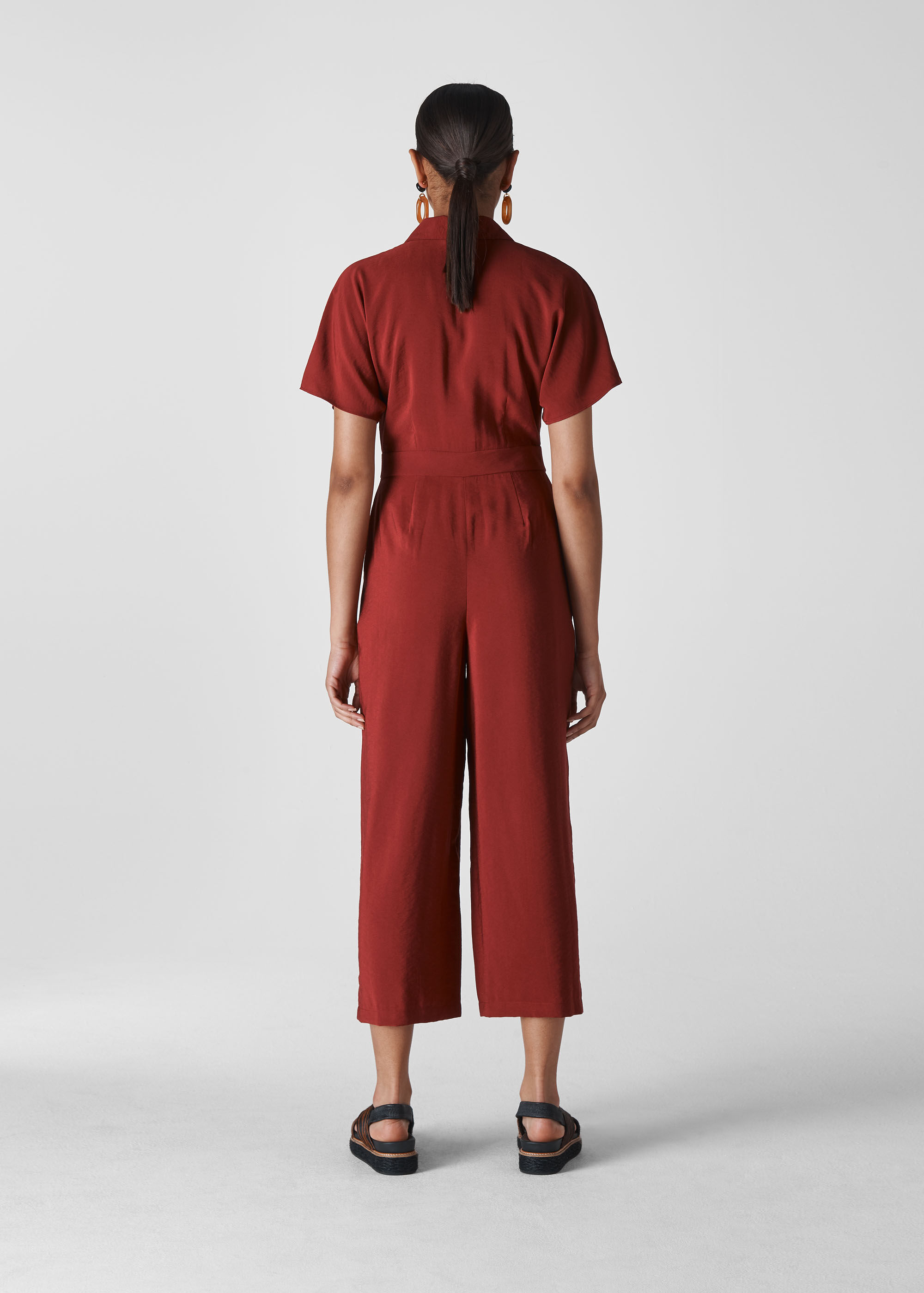 burgundy jumpsuit