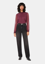 Dobby Velvet Shirred Top