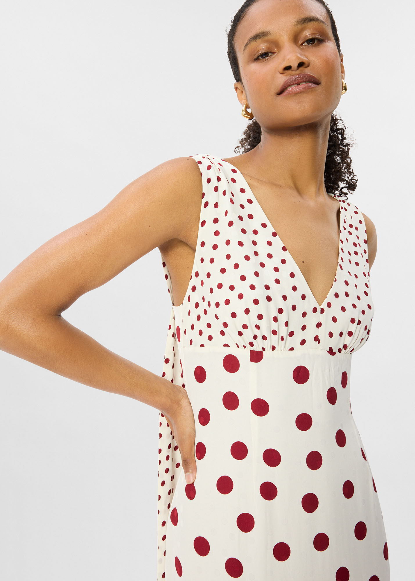 Cream/Multi Jacquard Spot Scarf Back Dress | WHISTLES | Whistles UK |