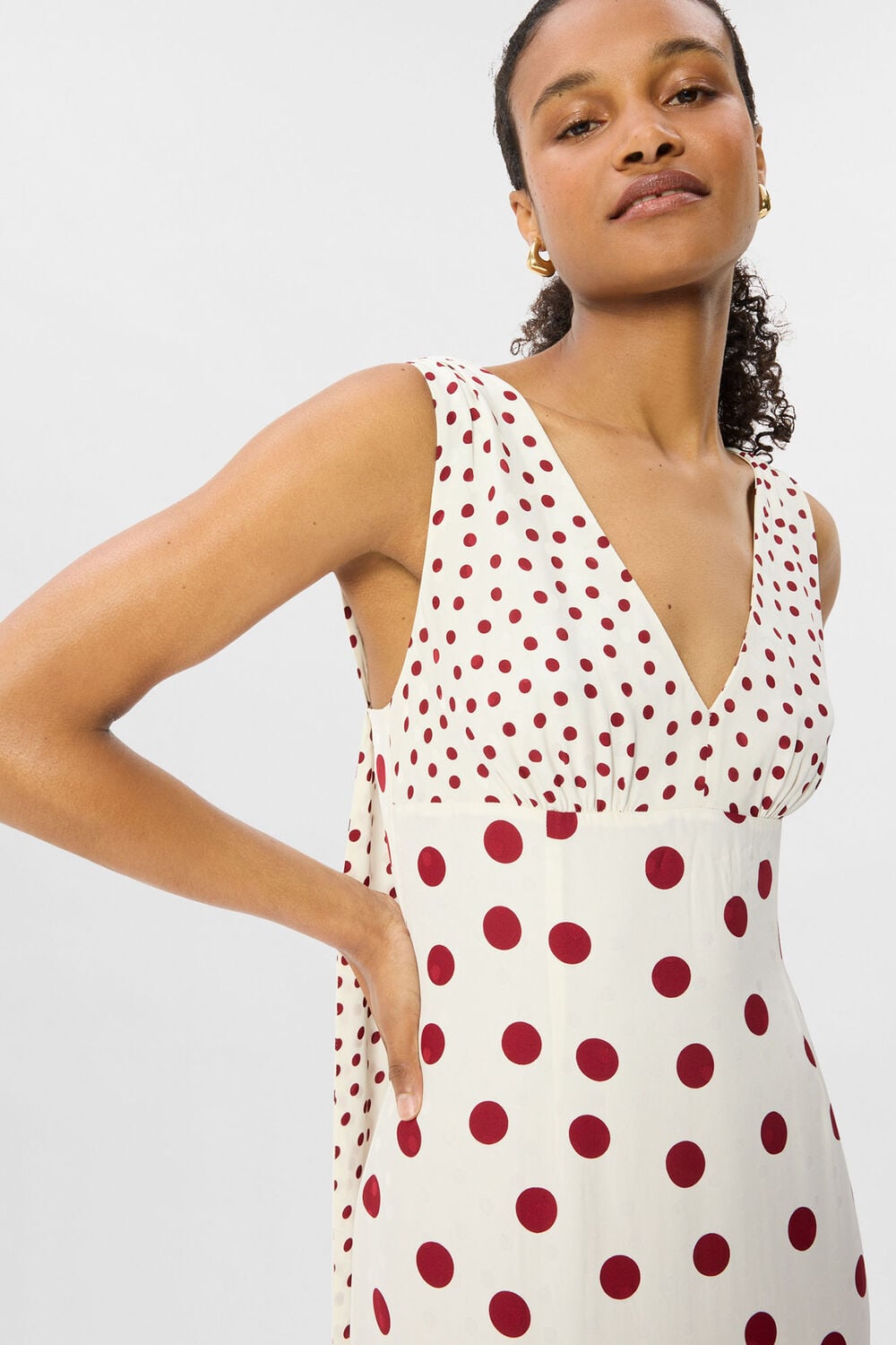 Cream Jacquard Spot Scarf Back Dress