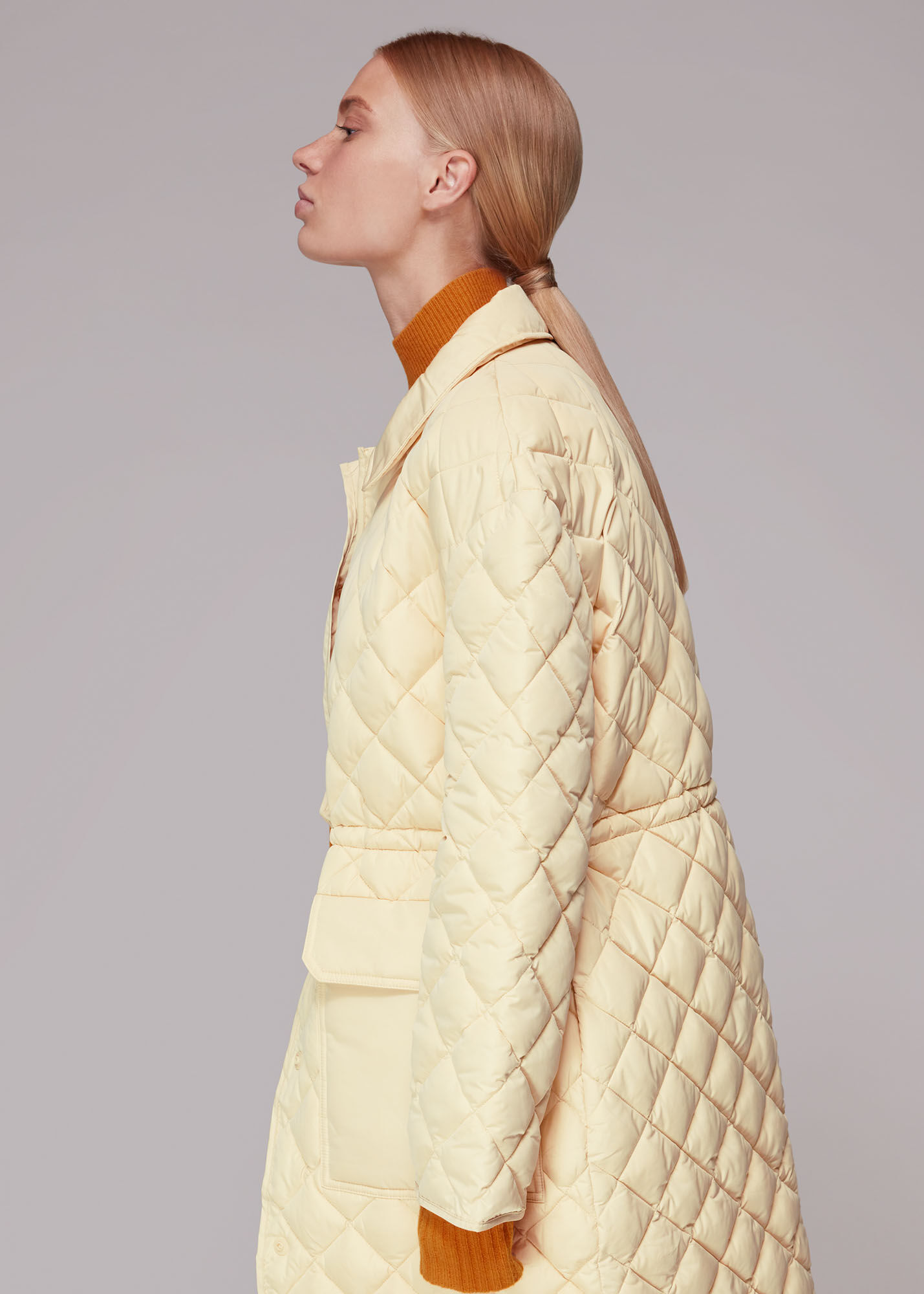 Pale Yellow Clelia Quilted Coat WHISTLES