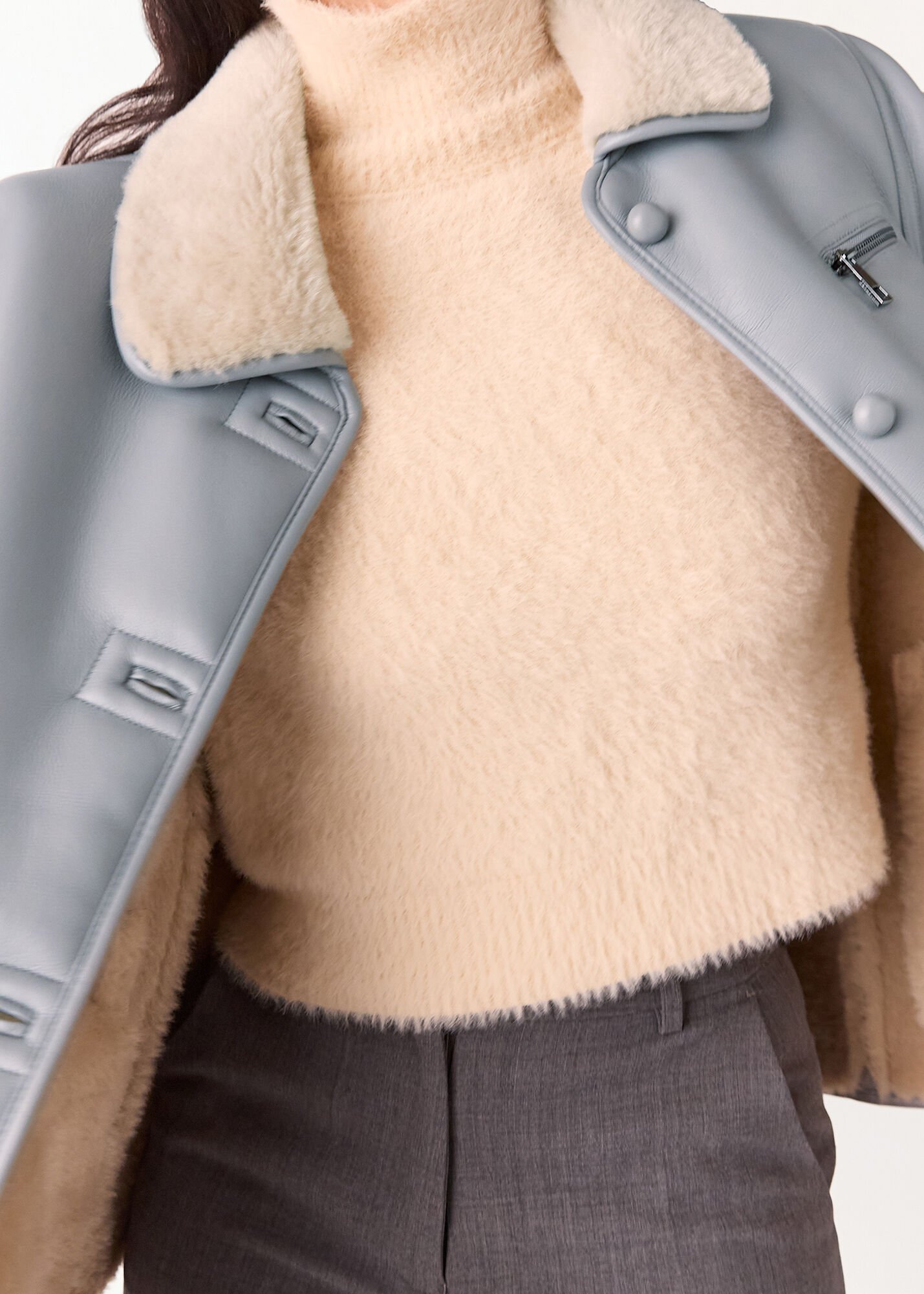 【Varley】 Angelina fauxシアリングジャケット Grey Angelina Faux Fur Jacket | WHISTLES | Whistles UK |