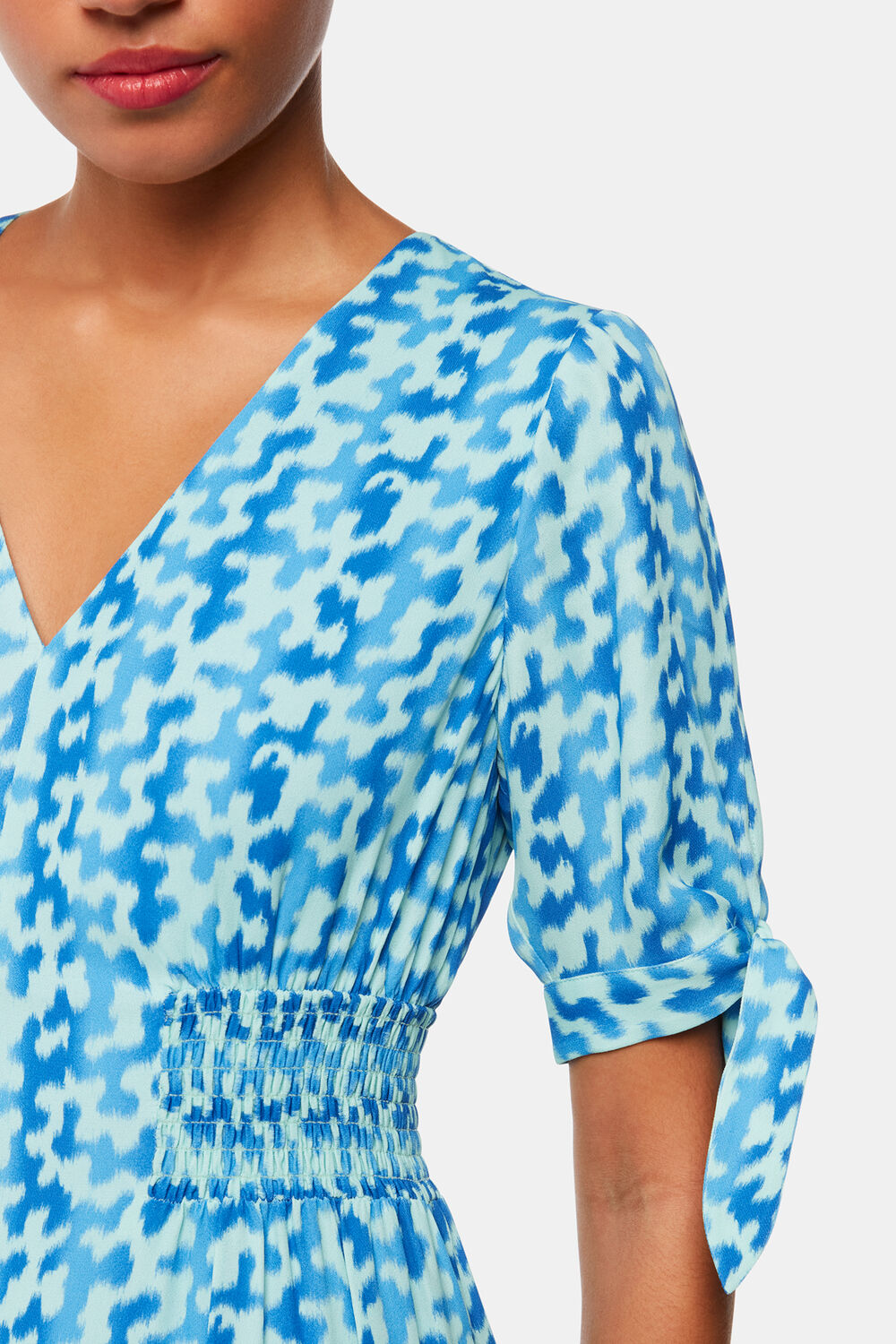 Blue Hazy Coral Midi Dress