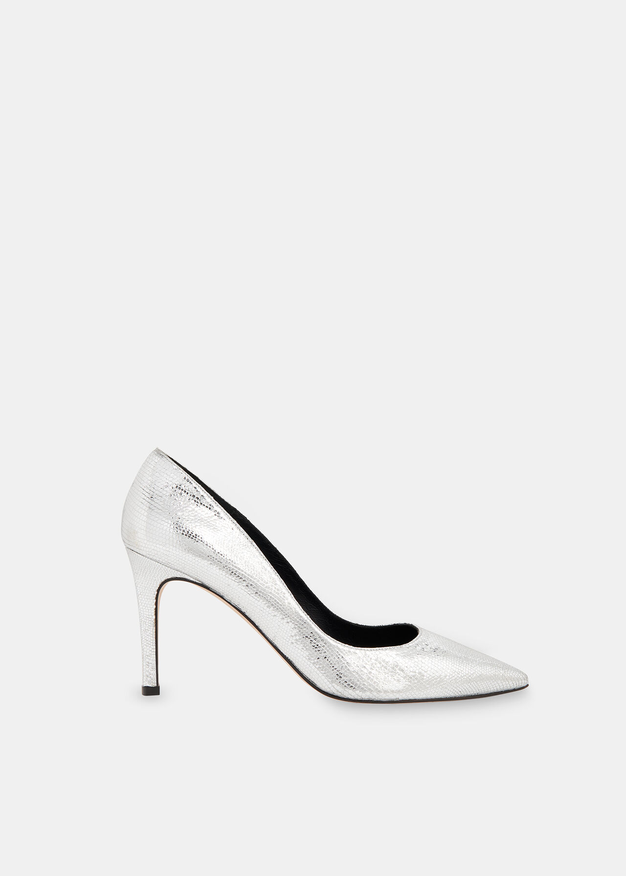 Silver Corie Textured Heeled Pump | WHISTLES | Whistles UK