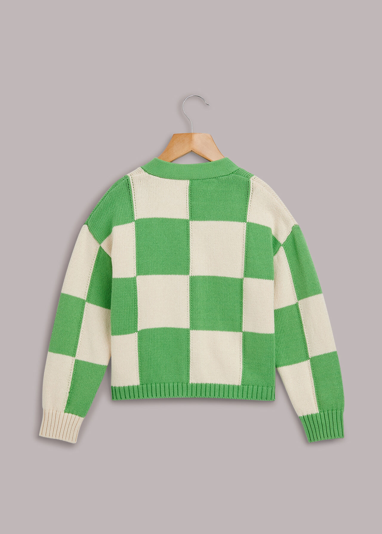 Checkerboard Knit Cardigan