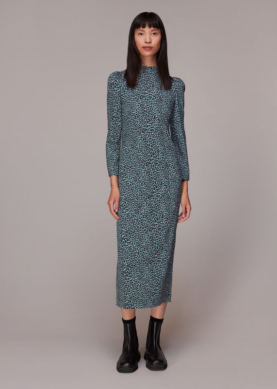 Contrast Leopard Jersey Dress