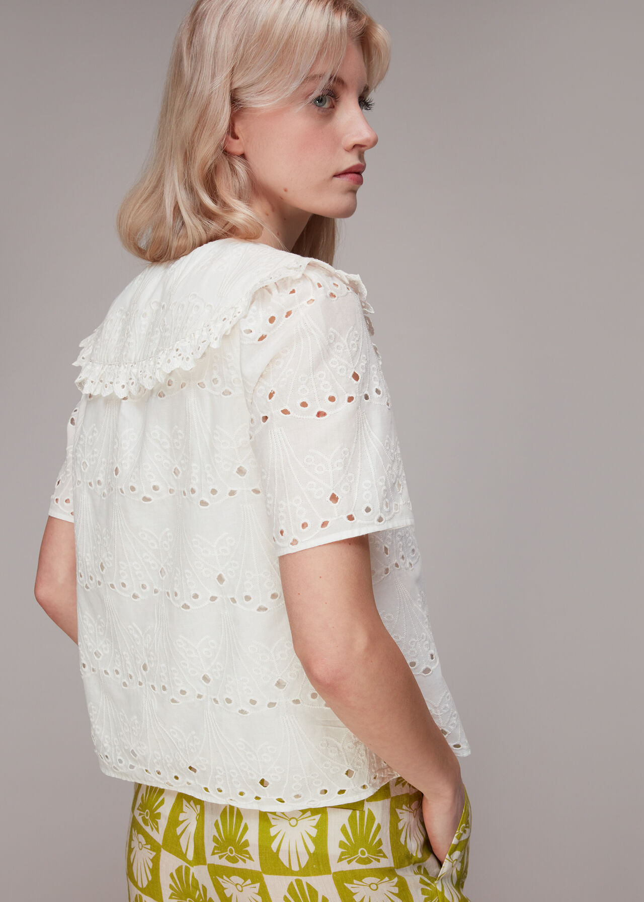 Collar Detail Broderie Blouse