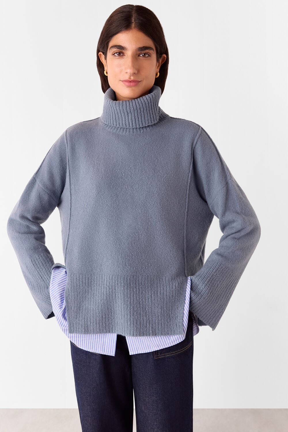 Wool Mix Roll Neck Knit