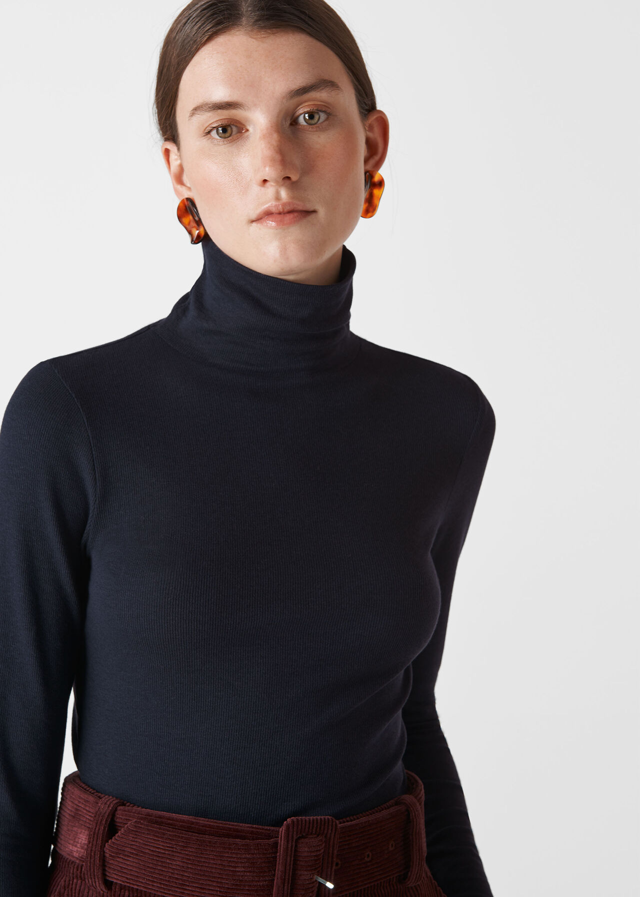 Essential Polo Neck Top Navy