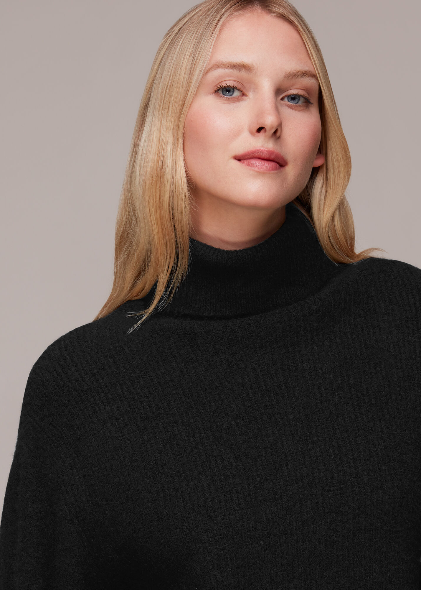 Ladies black ribbed polo neck jumper new arrivals