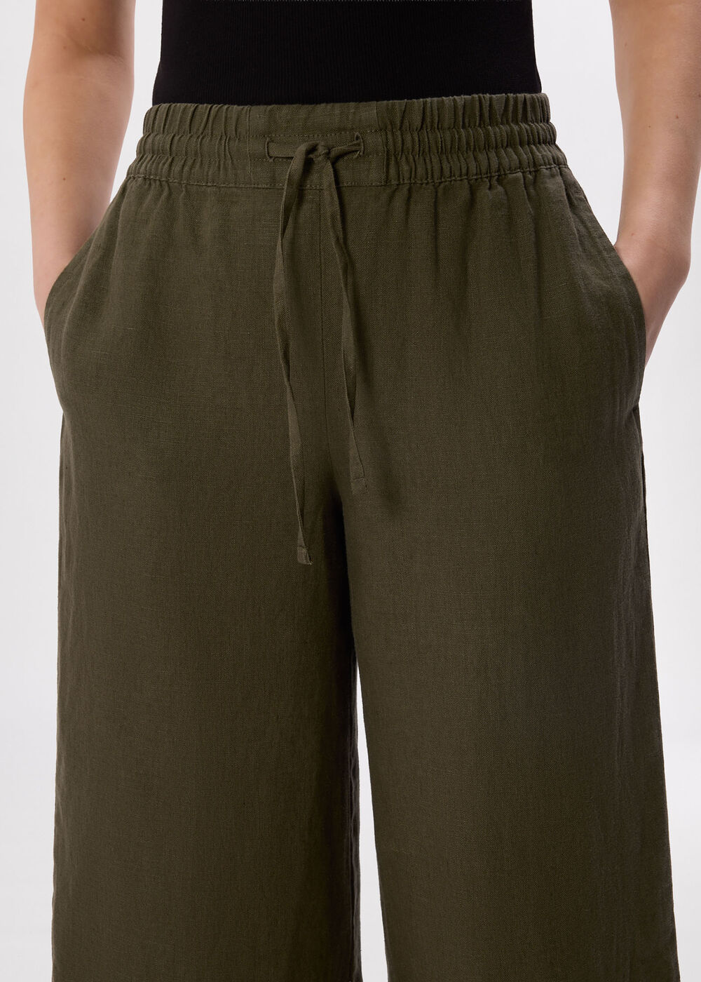 Elasticated Linen Crop Trouser