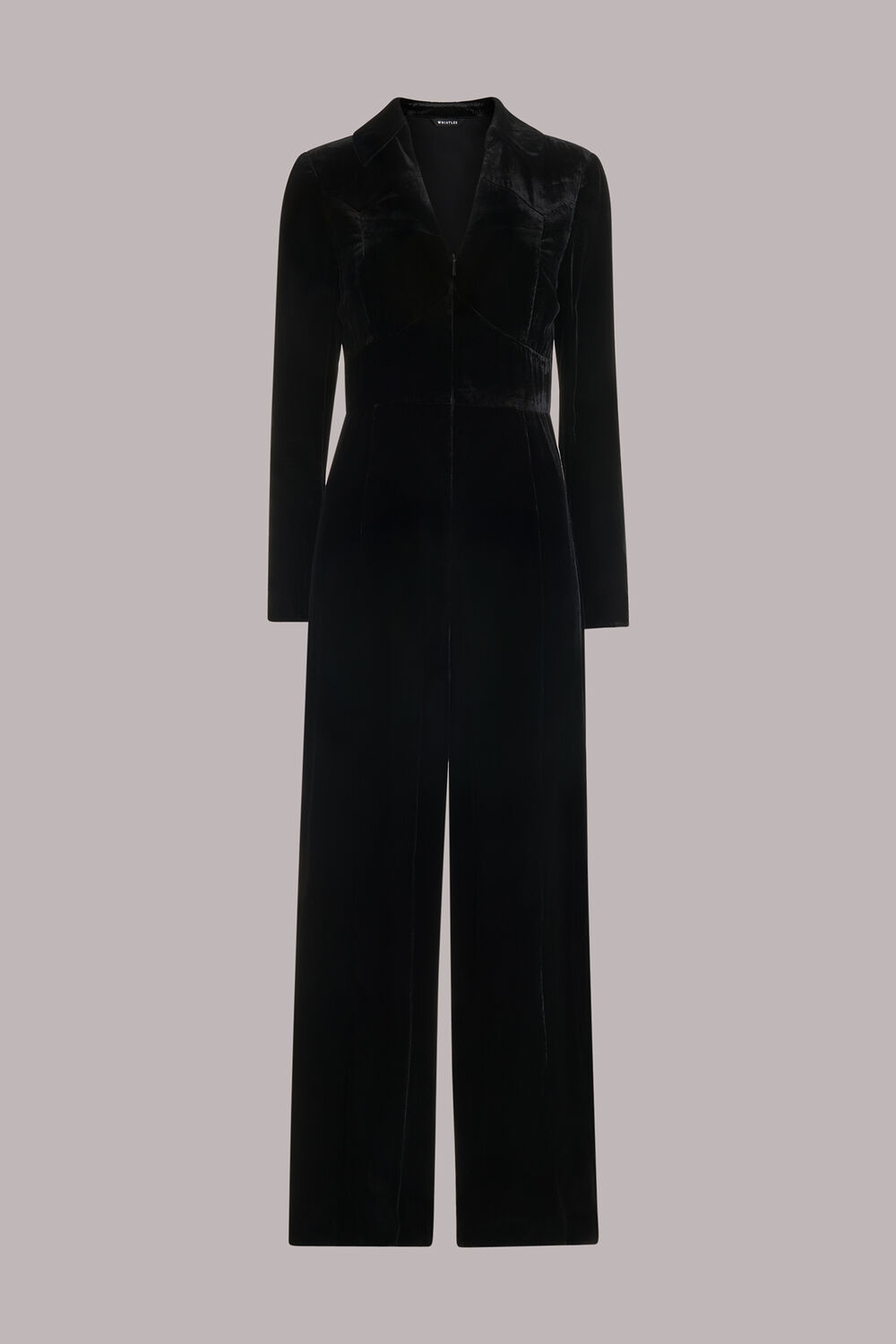 Black Velvet Zip Front Jumpsuit