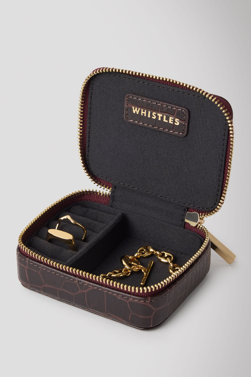 Brown Croc Leather Jewellery Box
