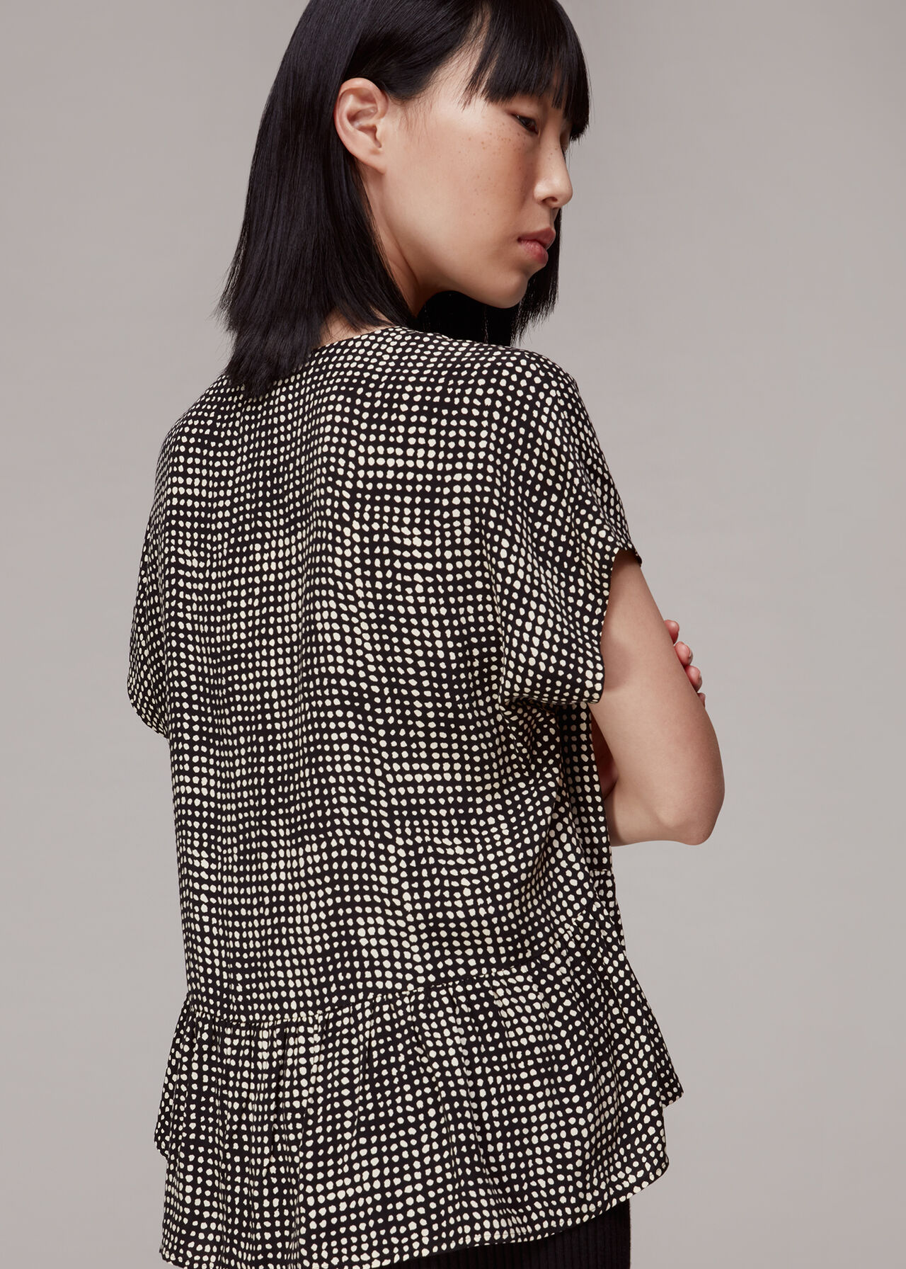 Spotted Check Peplum Top