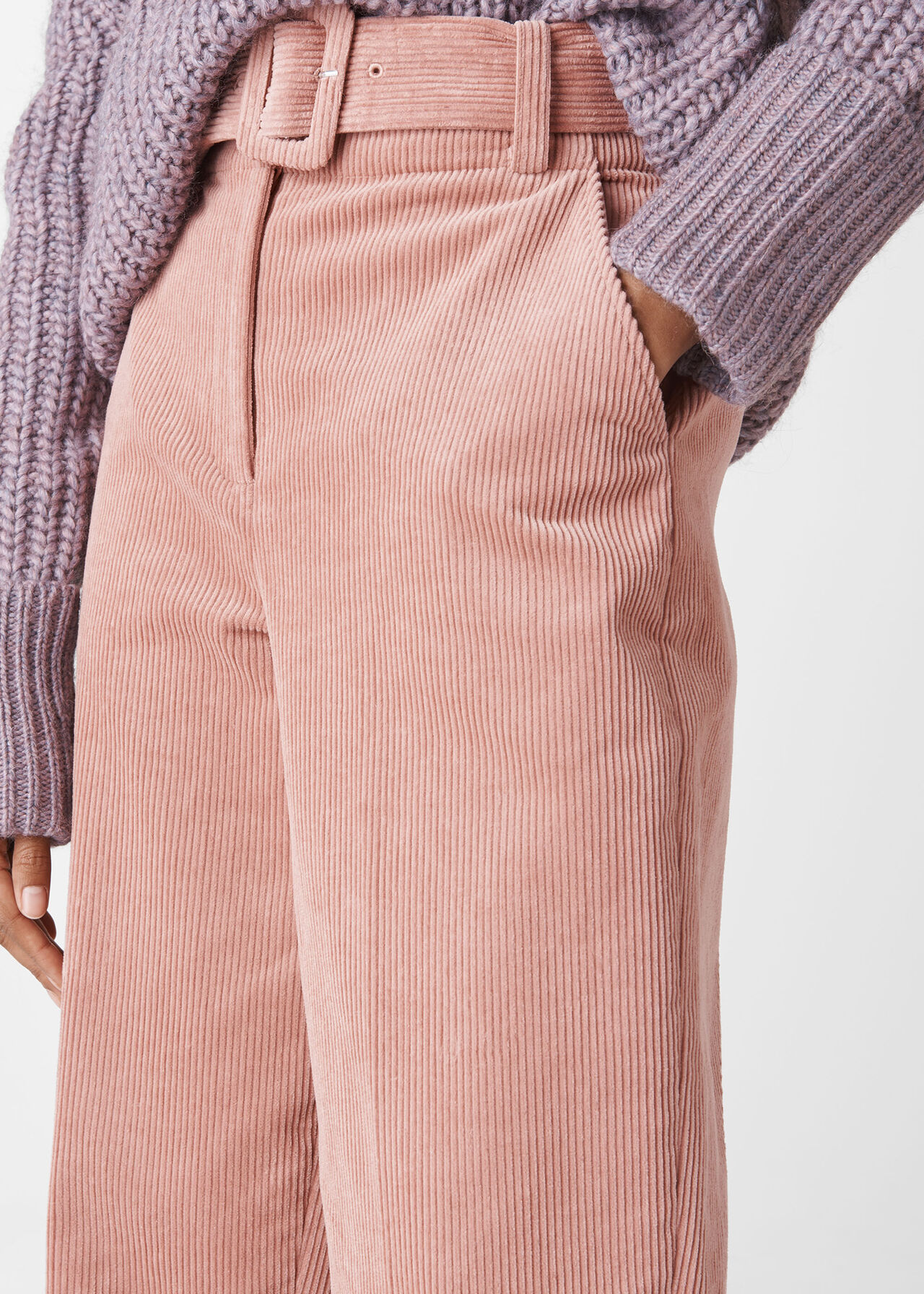 Cord Belted Trouser Pink