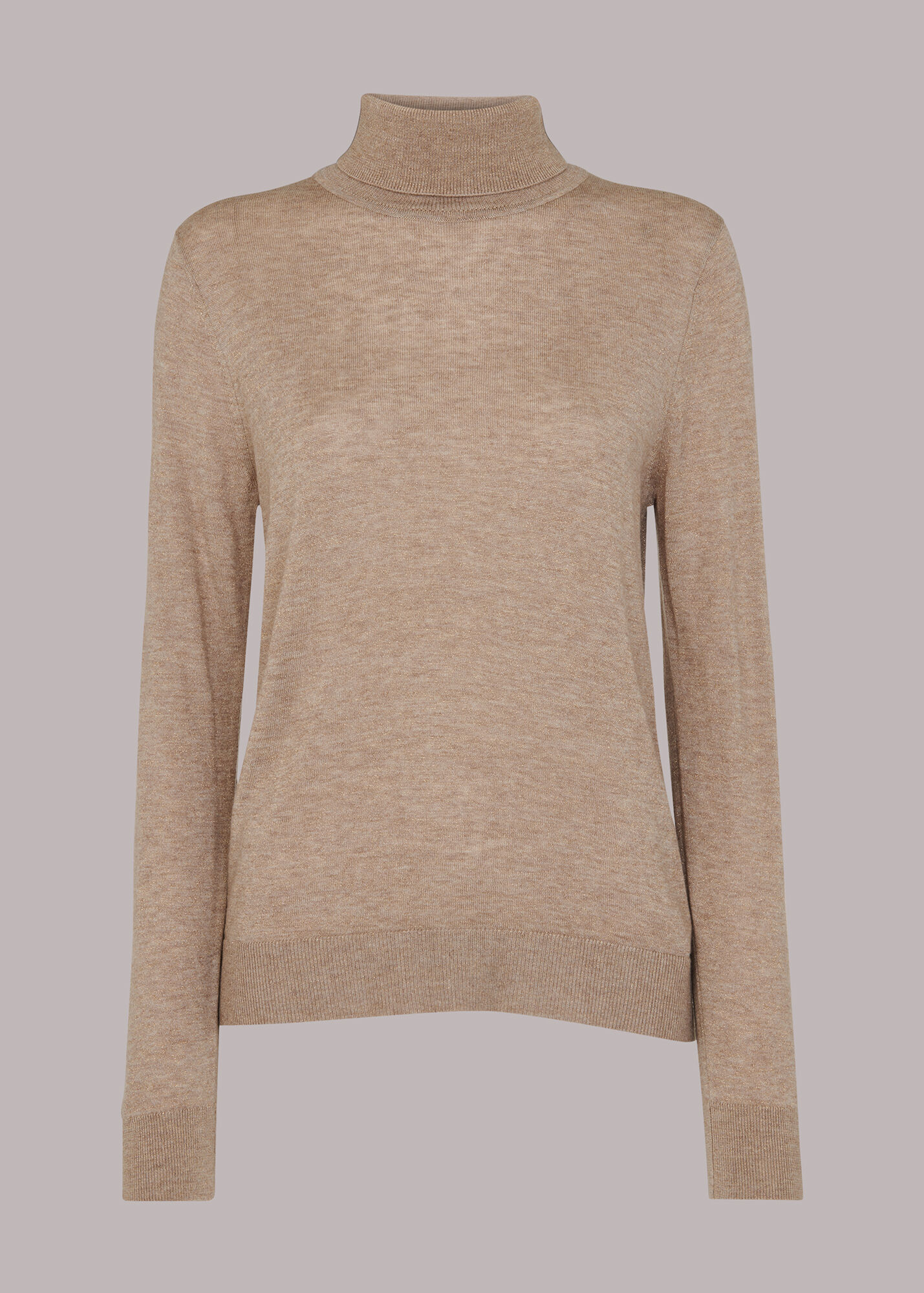 Oatmeal Sparkle Polo Neck Knit WHISTLES