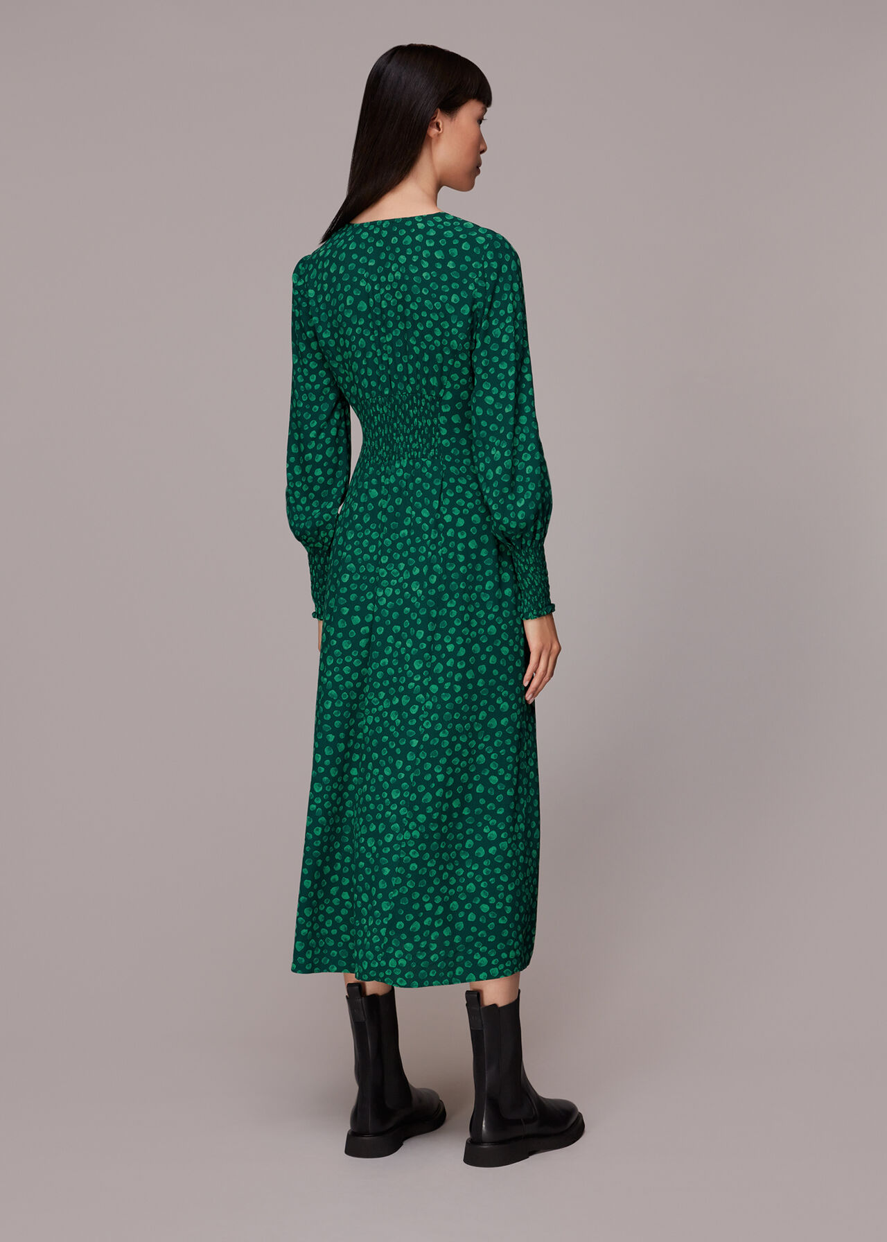 Green/Multi Lava Spot Print Midi Dress | WHISTLES