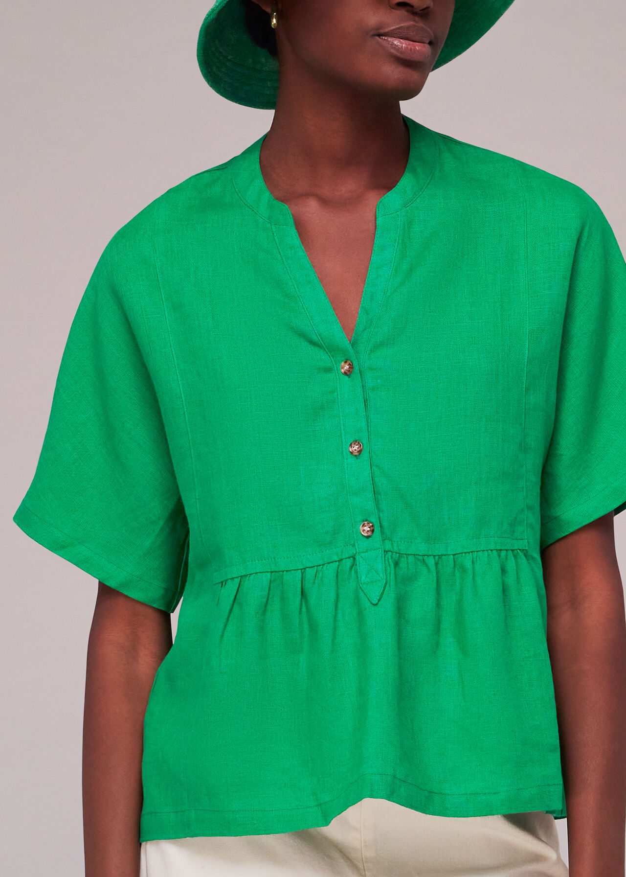 Hannah Linen Peplum Blouse