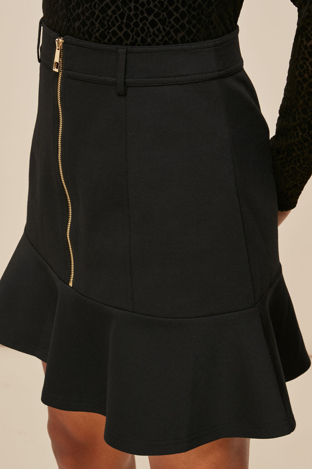 Black Ponte Peplum Skirt