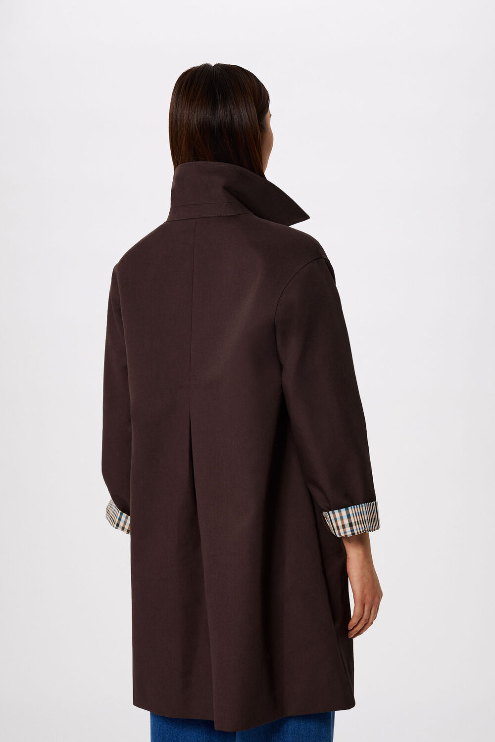 Brown Check Lined Car Coat
