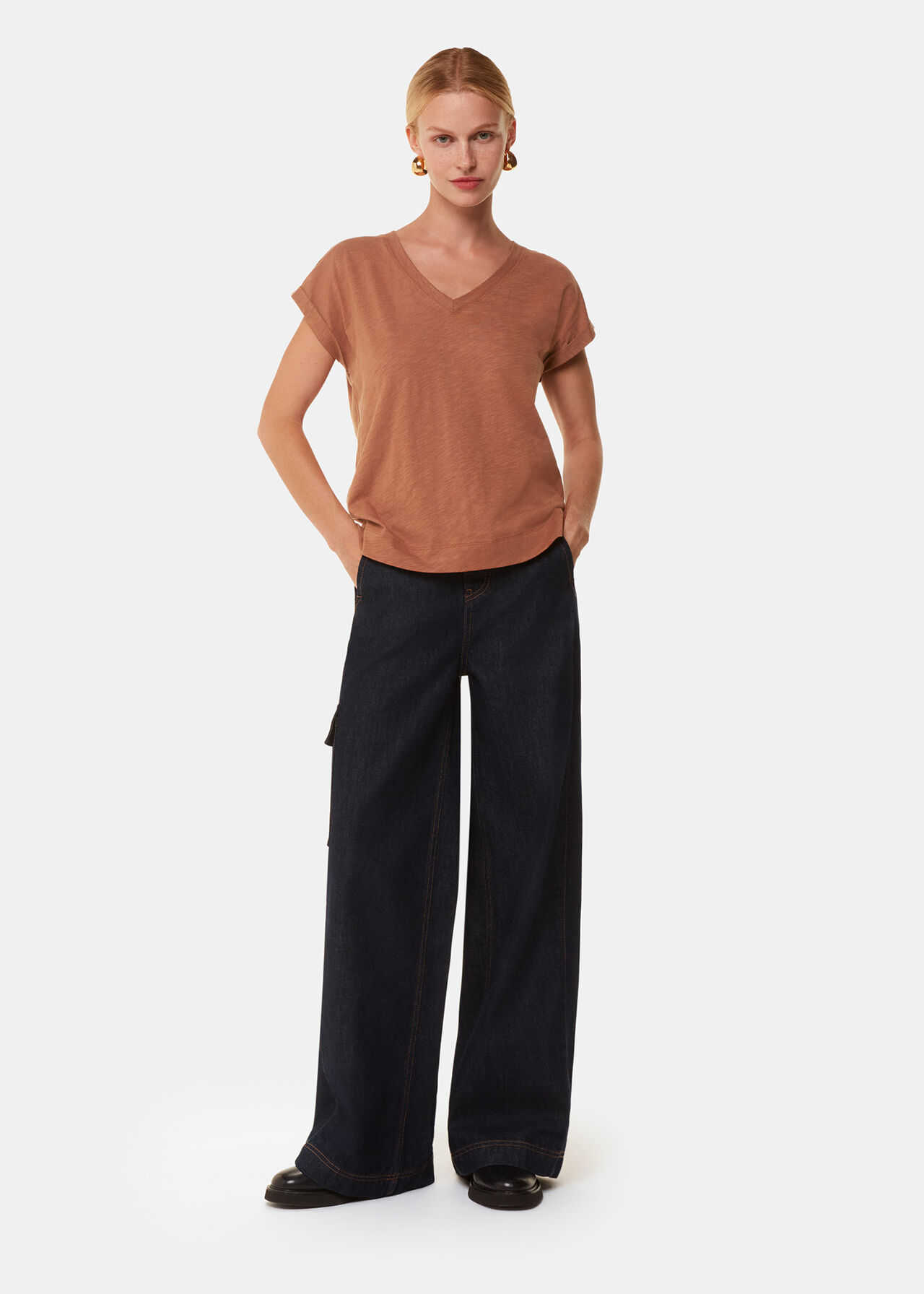 Willa V-Neck Cap Sleeve Tee