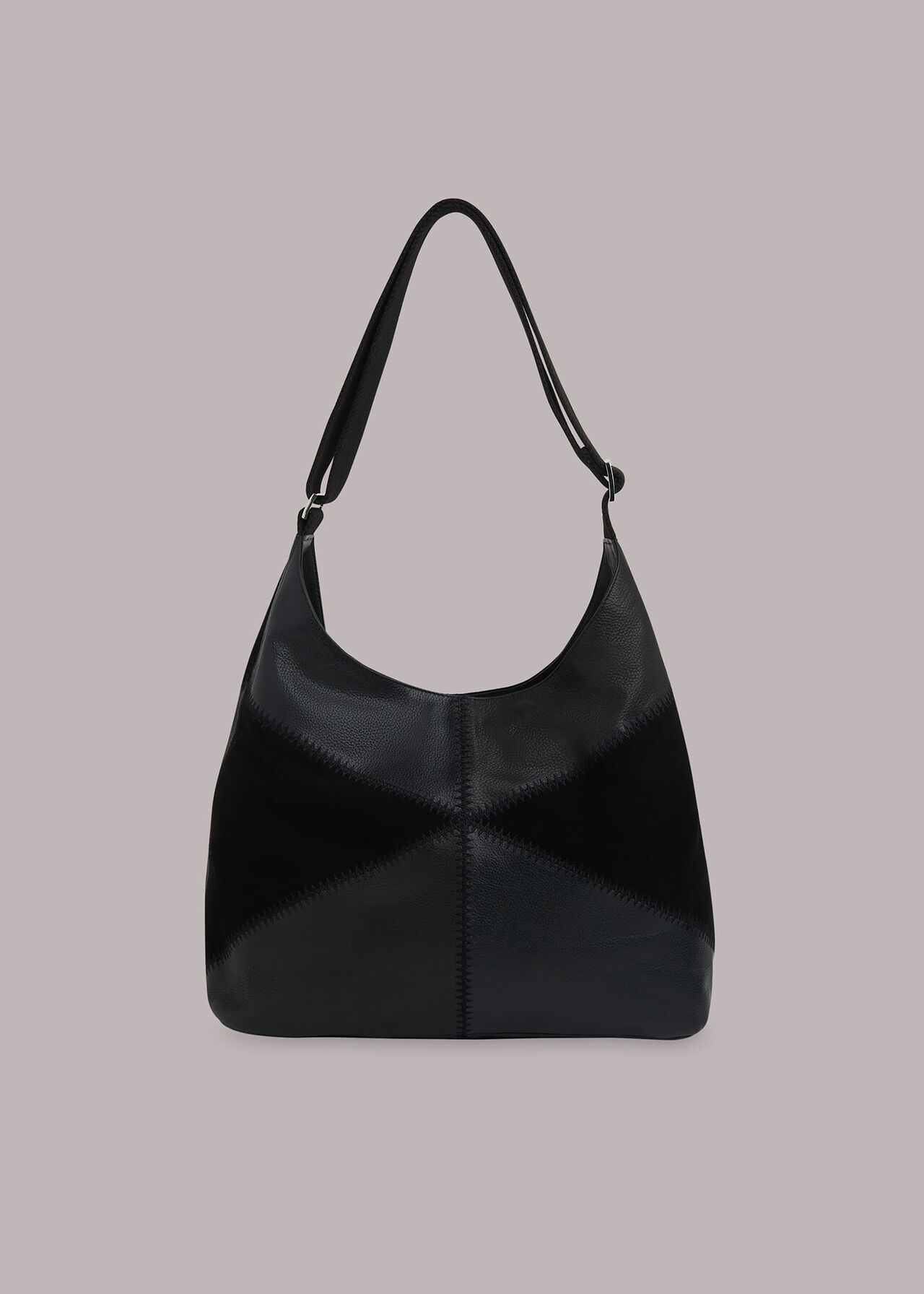 Black Norah Patchwork Shoulder Bag | WHISTLES | Whistles UK
