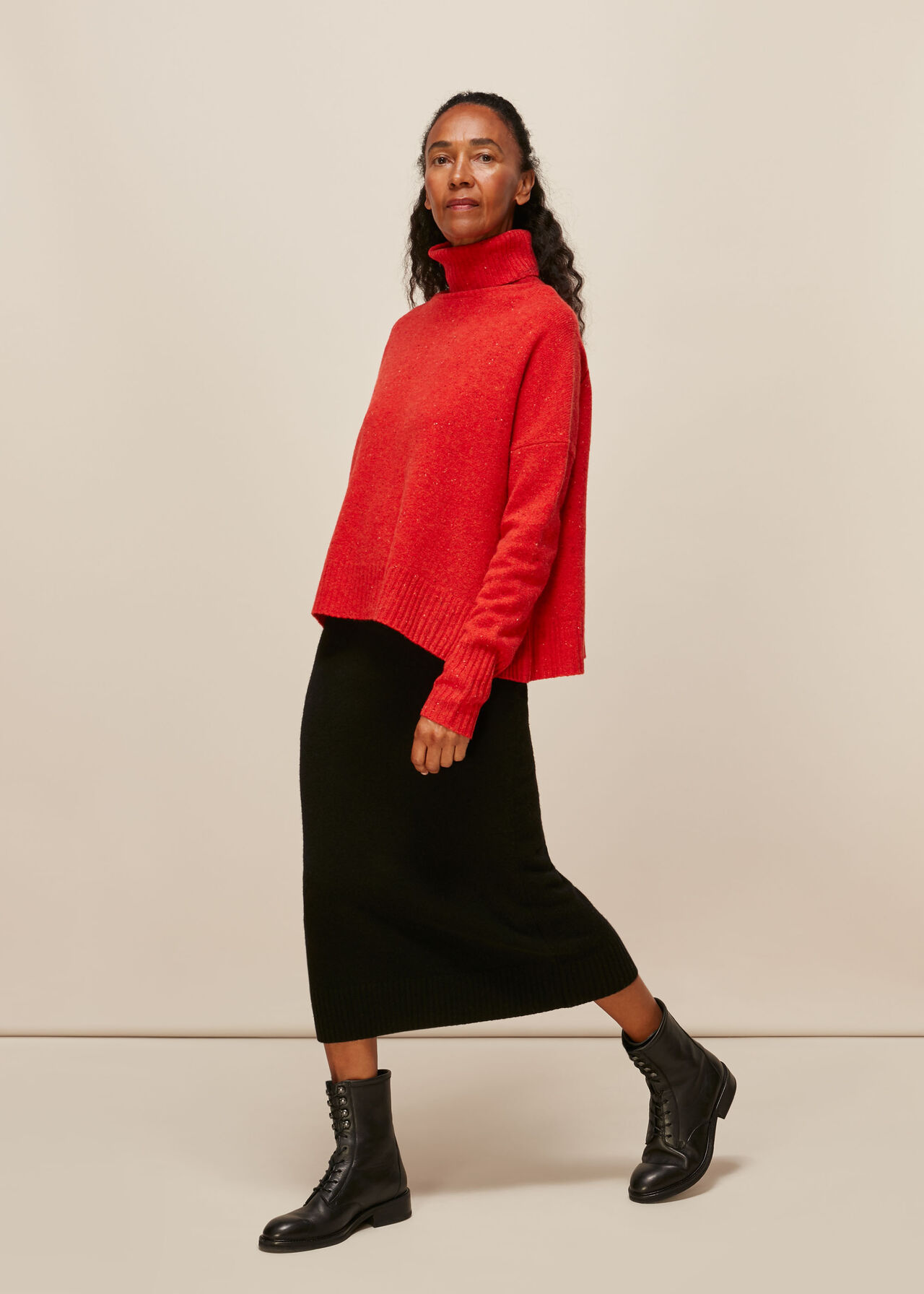 Red/Multi Roll Neck Merino Wool Knit, WHISTLES