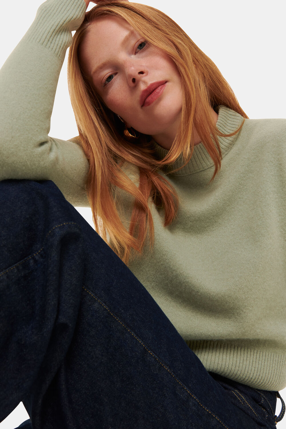 Sage Green Wool Cropped Sweater
