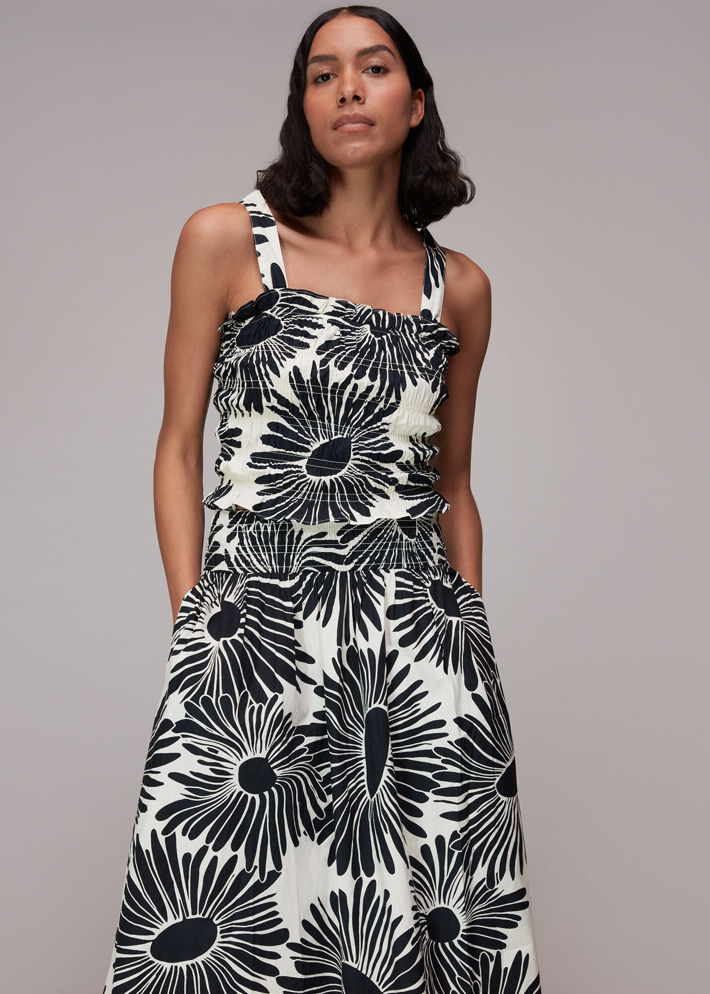 Black Multi Big Daisy Stevie Skirt WHISTLES