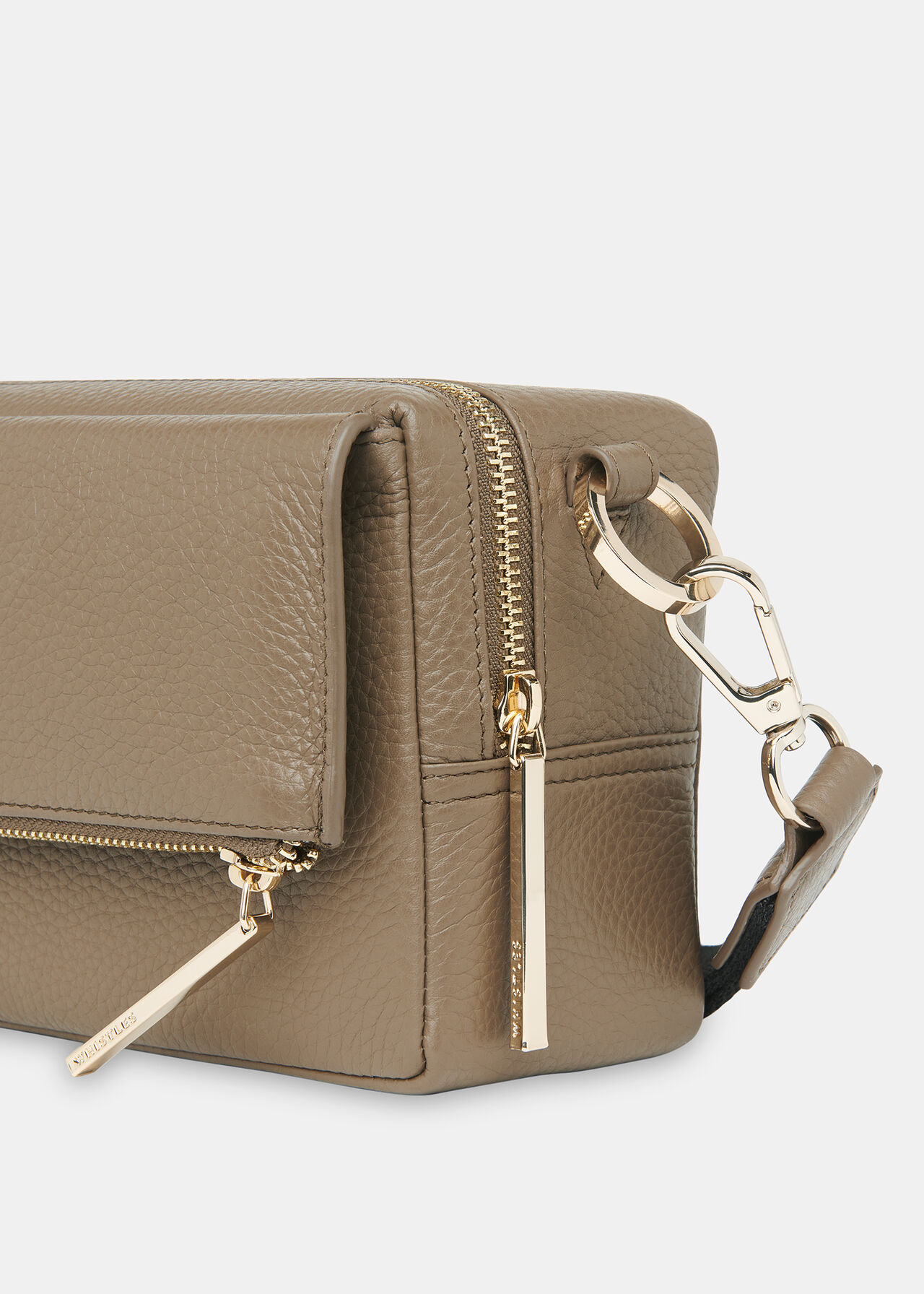 Bibi Khaki Leather Crossbody Bag With Strap Whistles Whistles US