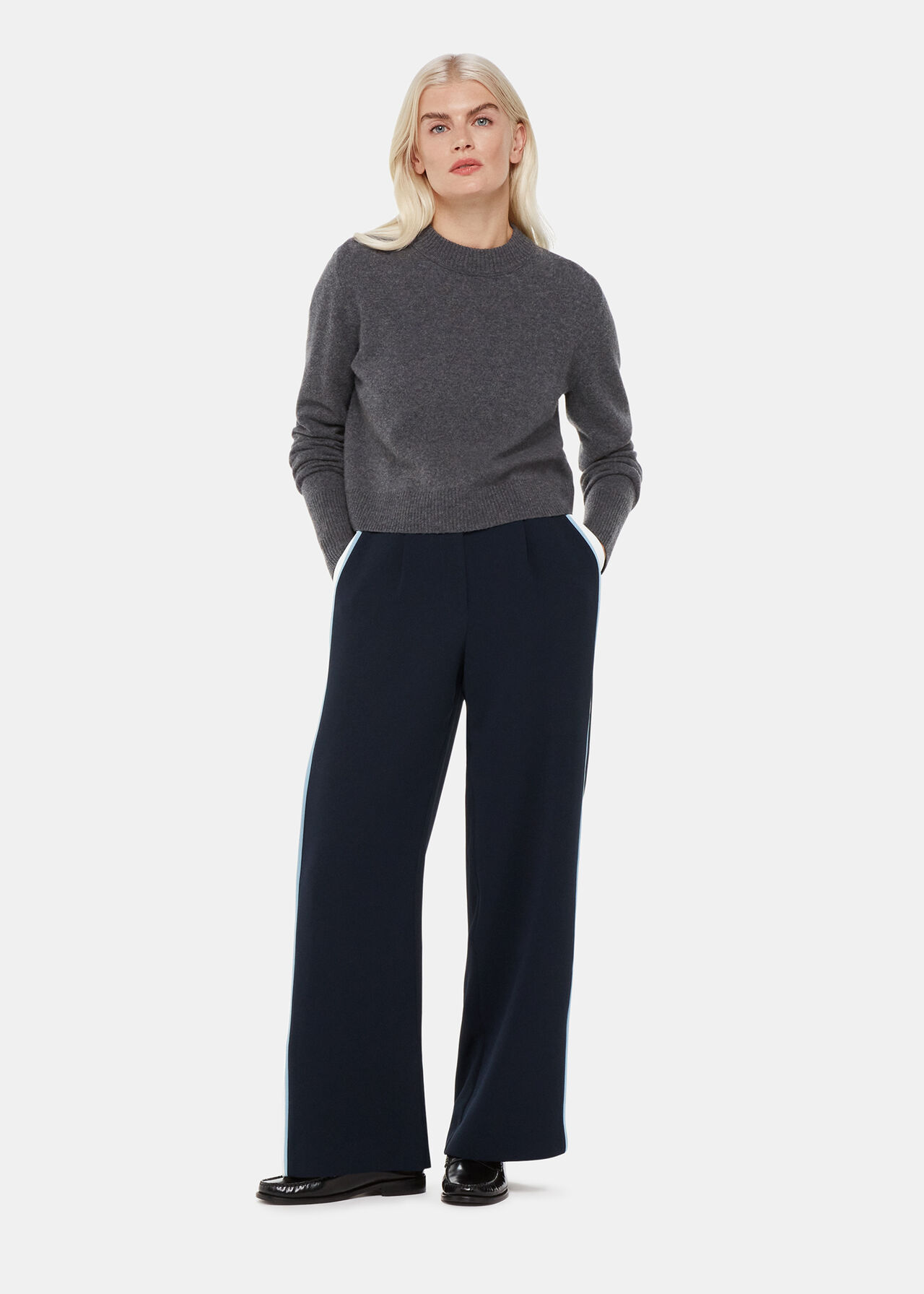 Petite Crepe Side Stripe Trouser