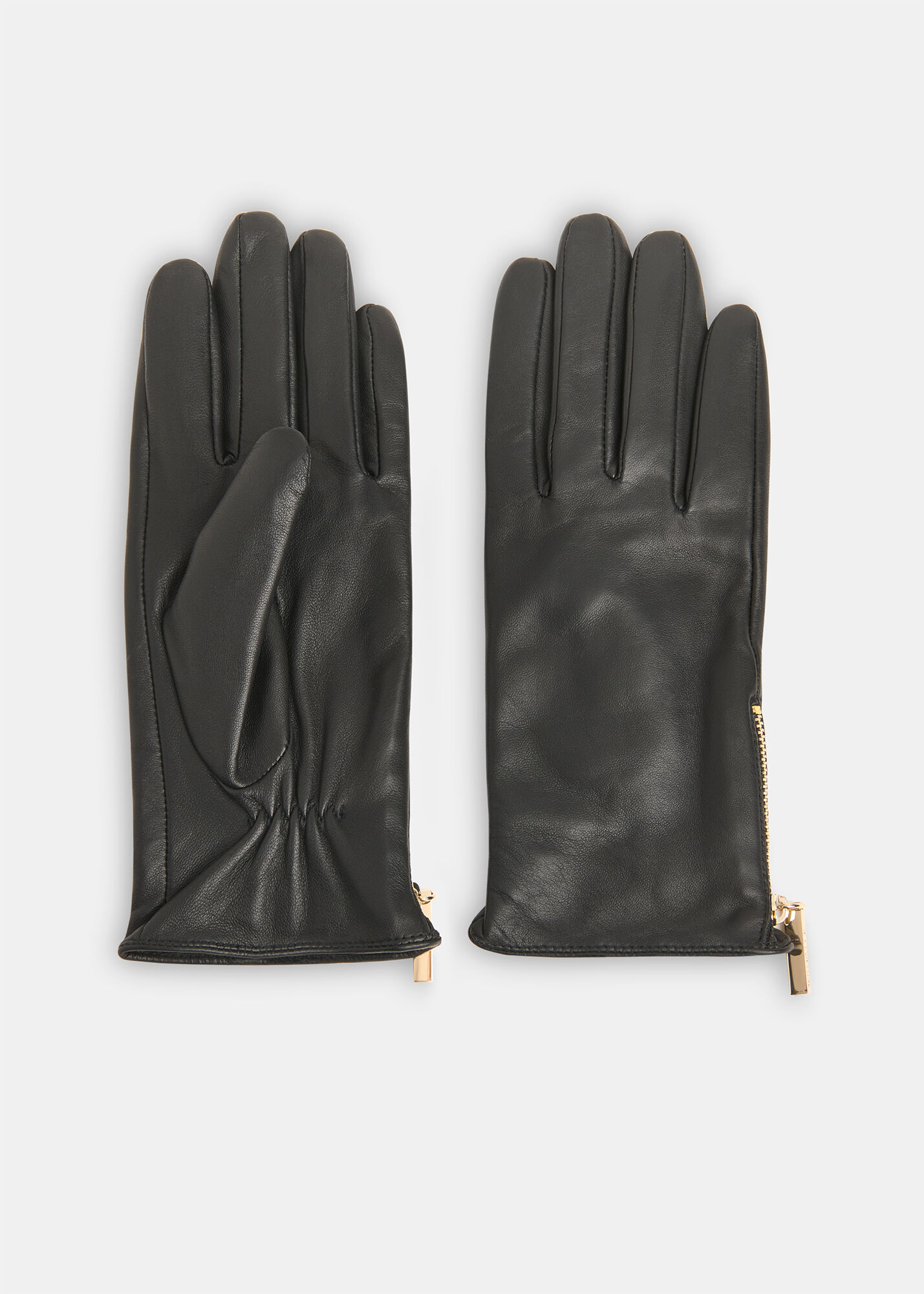 Black Zip Leather Gloves | WHISTLES | Whistles US |