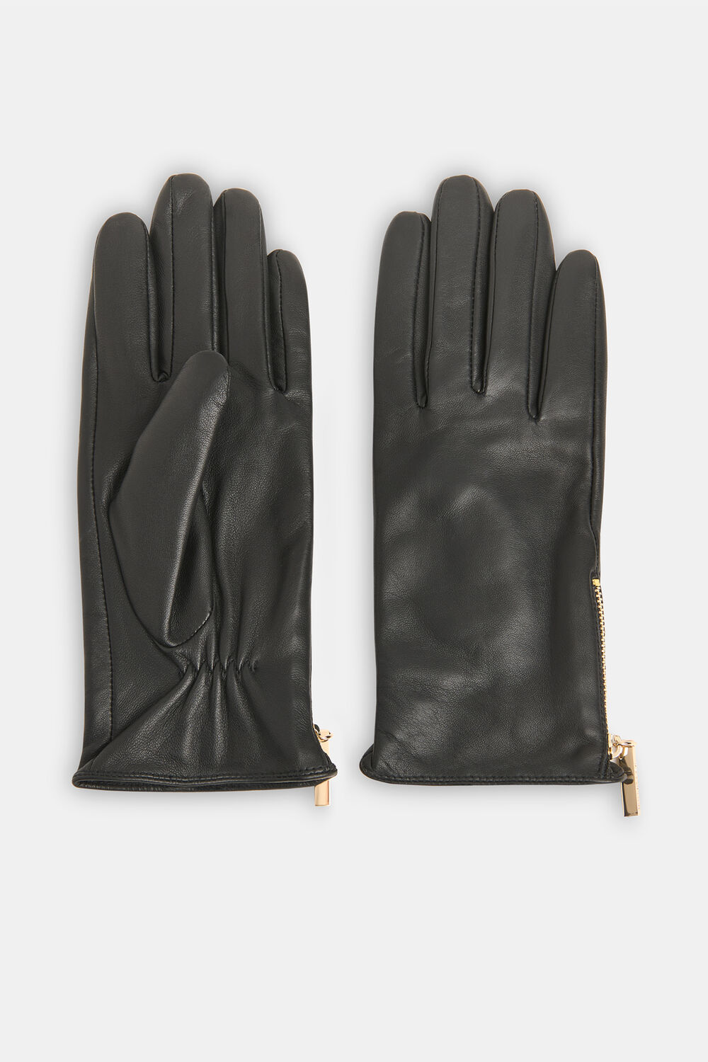 Black Zip Leather Gloves