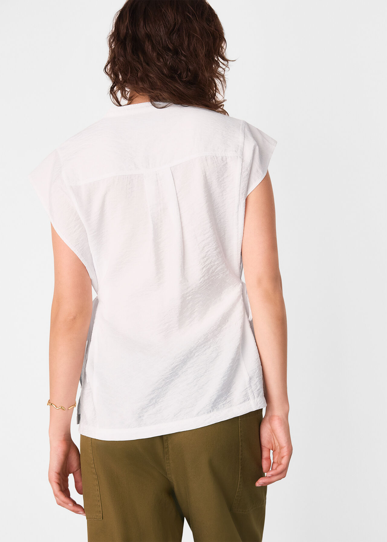 Button Down Tie Side Shirt
