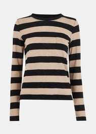 Stripe Crew Neck Pocket Top