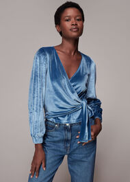 Velvet V Neck Wrap Top